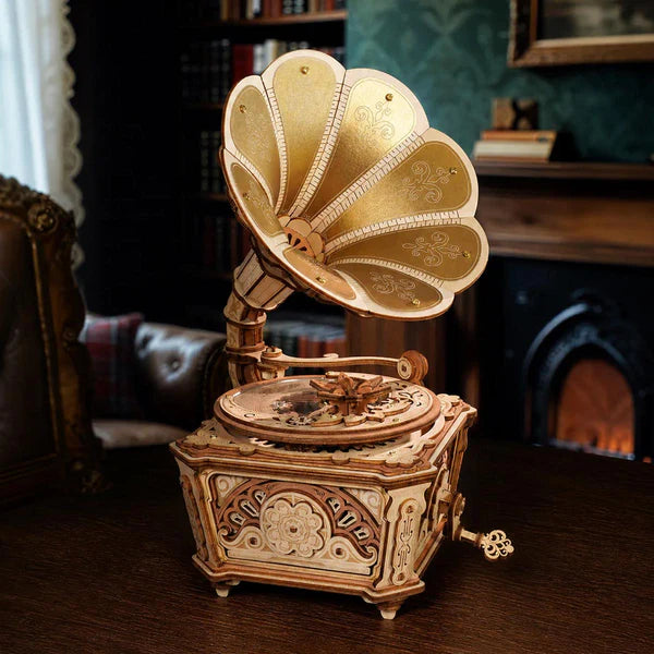Vintage Gramophone Music Box – Wooden 3D Puzzle
