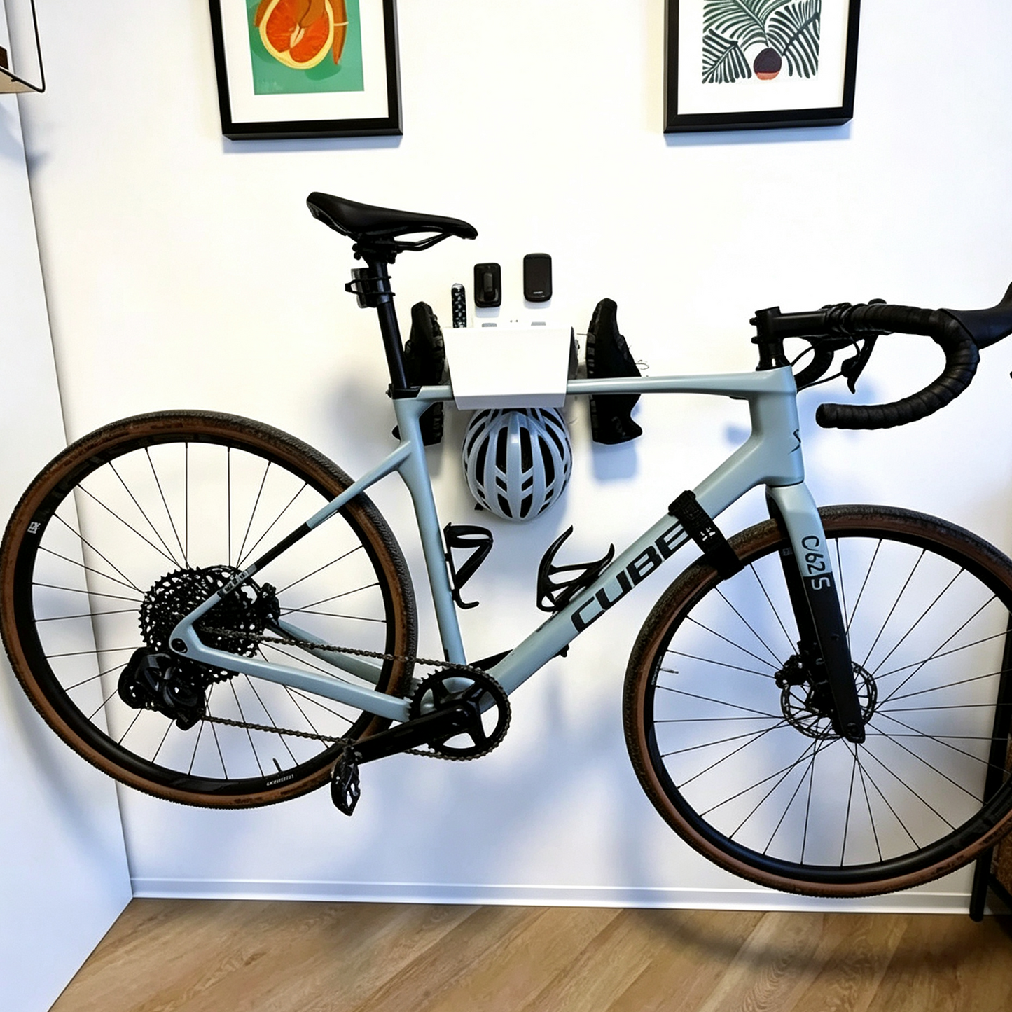 Modular Wall-Mounted Bike Storage Rack with Multi-Gear Organizer