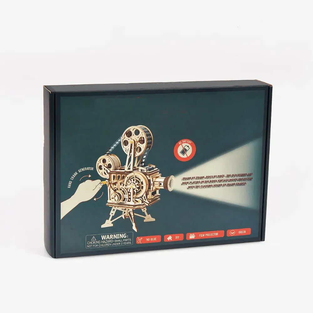 Vintage Movie Projector – 3D Wooden Puzzle with Hand-Crank