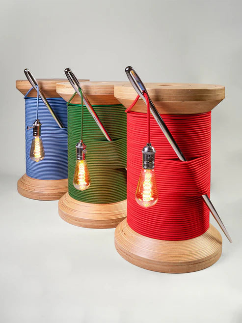 SIDE TABLE, LAMP & HIDDEN STORAGE – The Thread Spool Reinvented