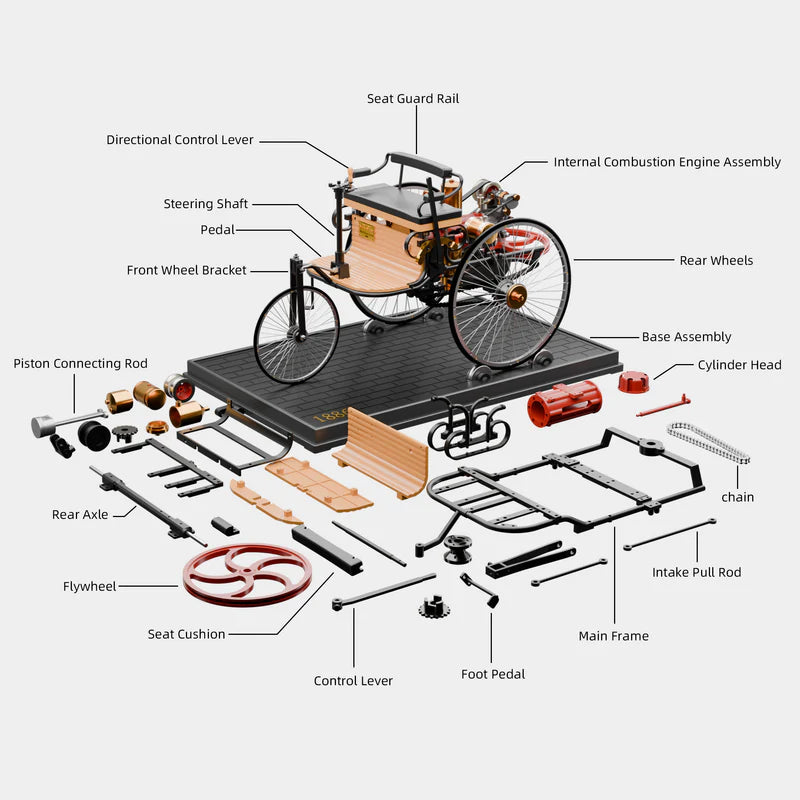 Build a Real Working Retro Car – Full Metal 430+ Pcs 3-Wheel Model Kit