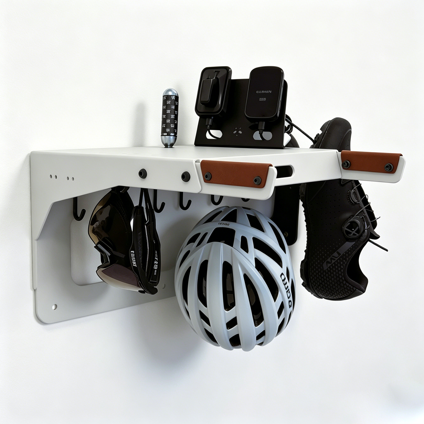 Modular Wall-Mounted Bike Storage Rack with Multi-Gear Organizer
