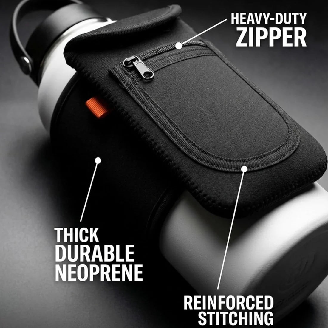 Magnetic Gym Water Bottle Holder Sleeve with Phone Pocket