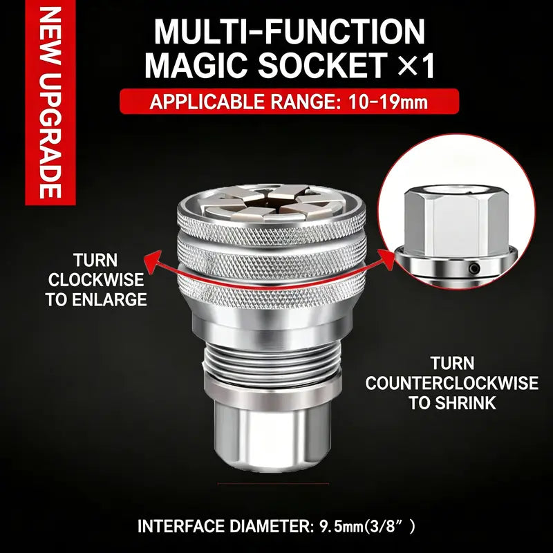 One Socket Grips Any Bolt – Universal Socket Tool for 3/8" Drive Ratchet & Drill