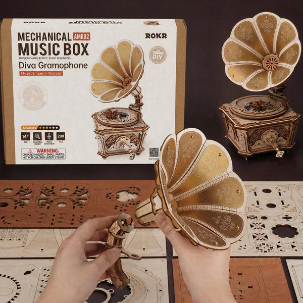 Vintage Gramophone Music Box – Wooden 3D Puzzle