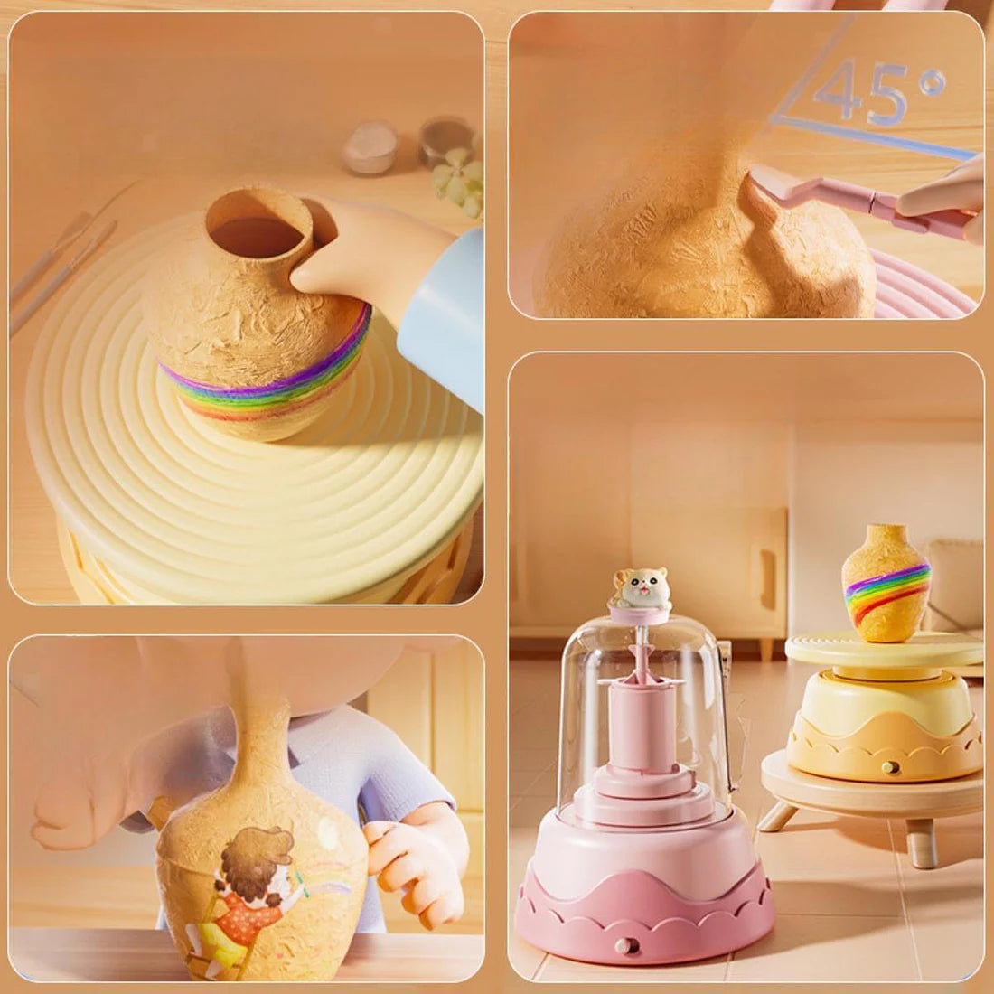 Kids Electric Pottery Wheel – Portable USB Clay Art Toy