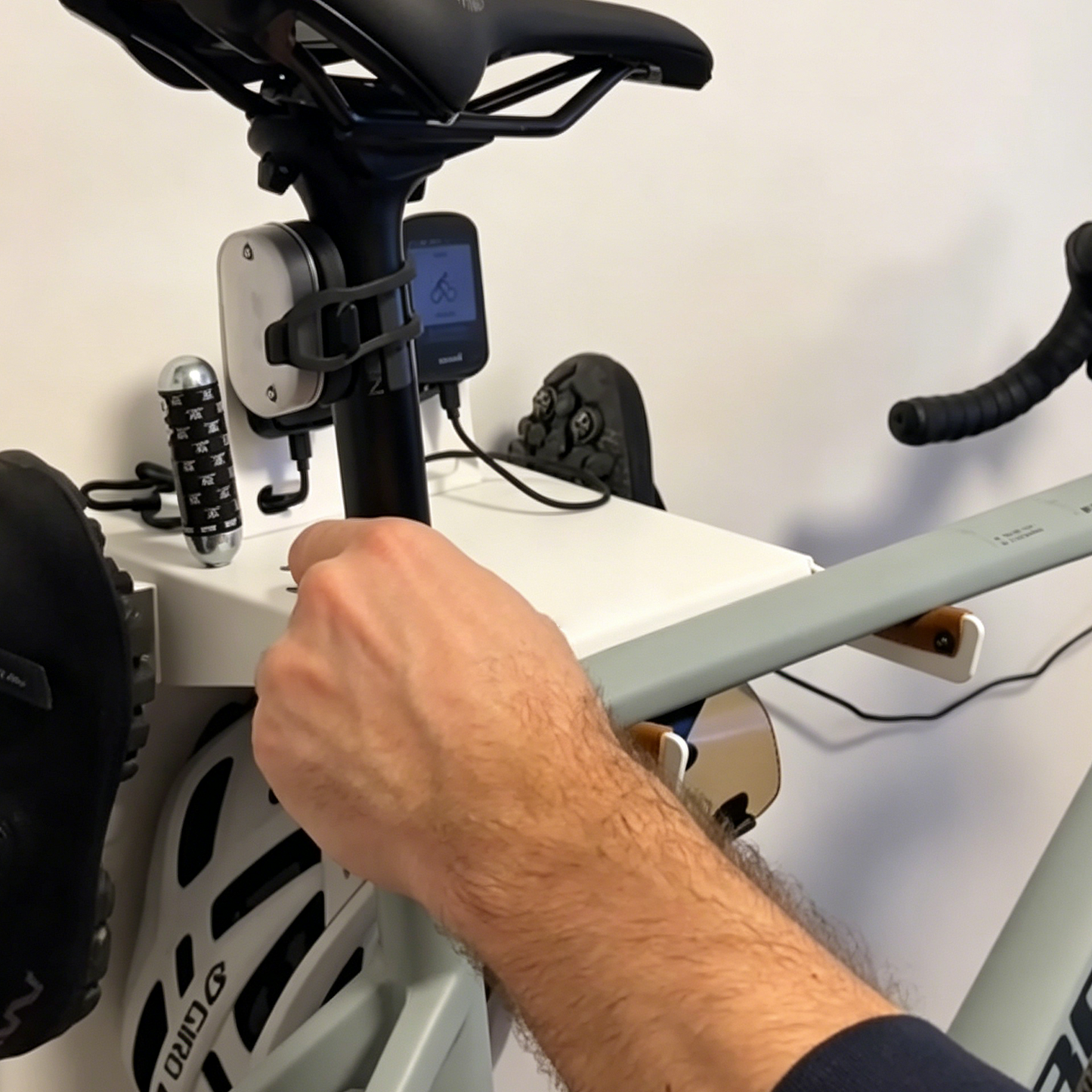 Modular Wall-Mounted Bike Storage Rack with Multi-Gear Organizer