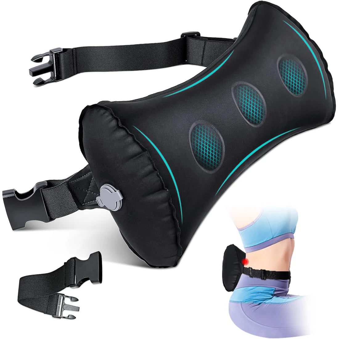 Inflatable Lumbar Support Pillow for Travel and Office