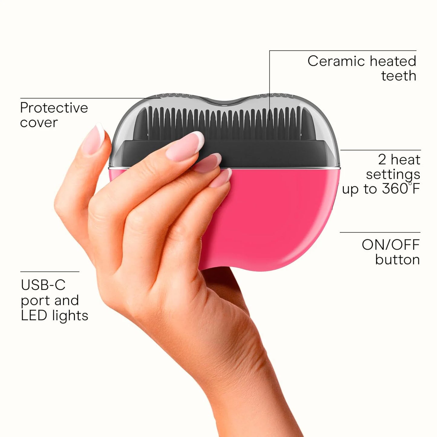 Cordless Heated Brush – Portable Ceramic Ionic Styling Tool