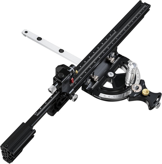 FULL-RANGE MITER GAUGE (-70° to 70°) – 36" Telescoping Fence, Micro-Adjust, Zero Play