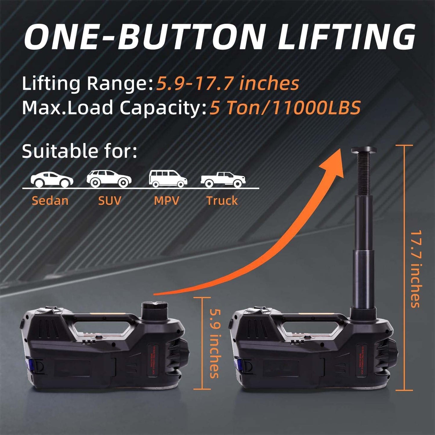 Portable Electric Car Jack Kit-Lift. Remove. Inflate. Handle Emergencies With Ease