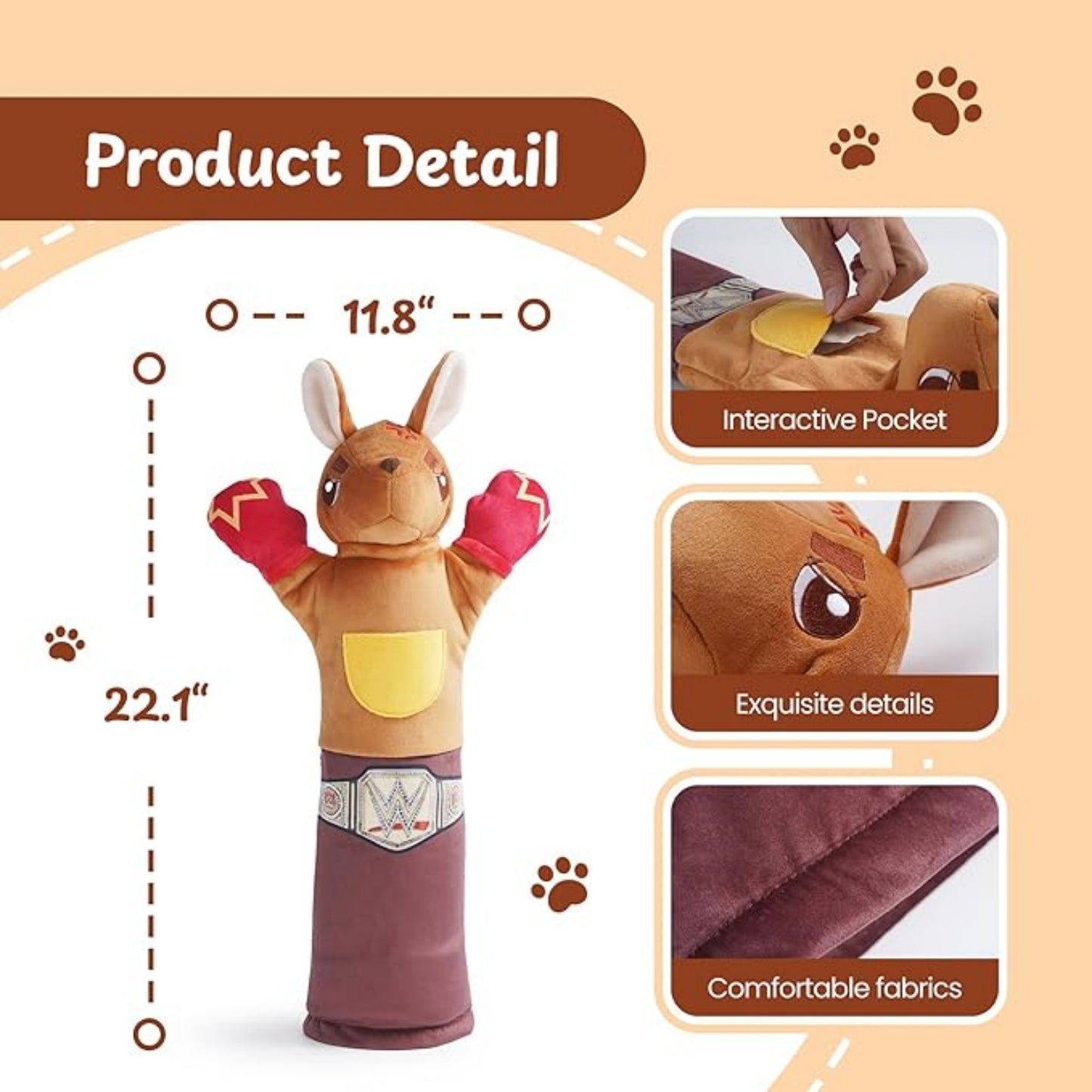 Wrestle, Kick & Play – 22" Cat Puppet Glove with Catnip Pouches & Treat Pocket