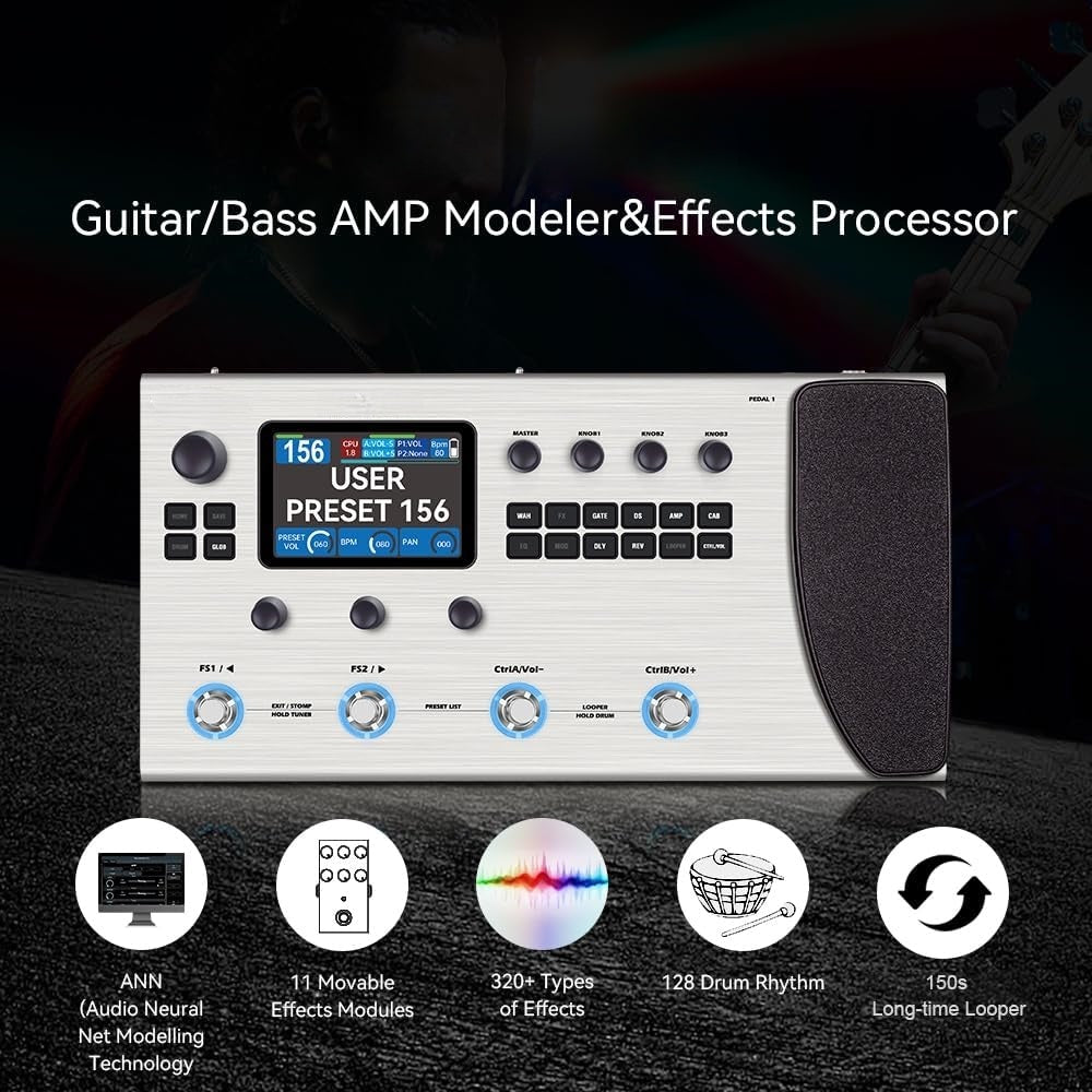 The Modeling Pedal That Actually Breathes. 120 Amps. 360+ Effects. 10‑Hour Battery.