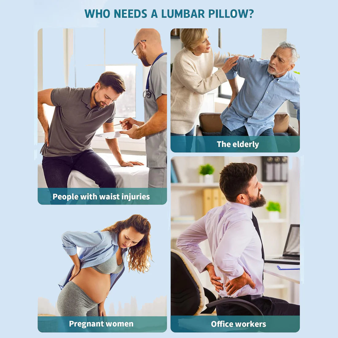 Inflatable Lumbar Support Pillow for Travel and Office