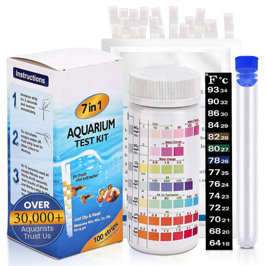 7-in-1 Aquarium Test Strips – 100 Strips | Water Test Kit & eBook