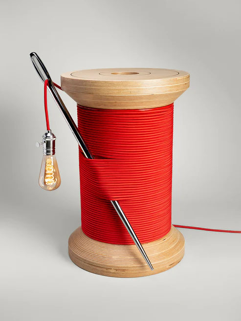 SIDE TABLE, LAMP & HIDDEN STORAGE – The Thread Spool Reinvented