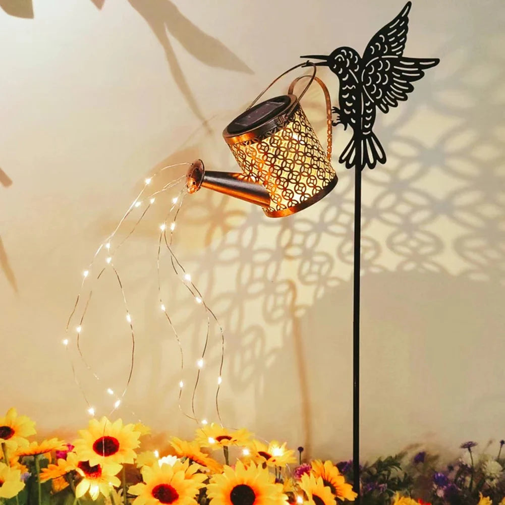Solar Watering Can Fairy Light – Metal Hanging Garden Stake Lamp